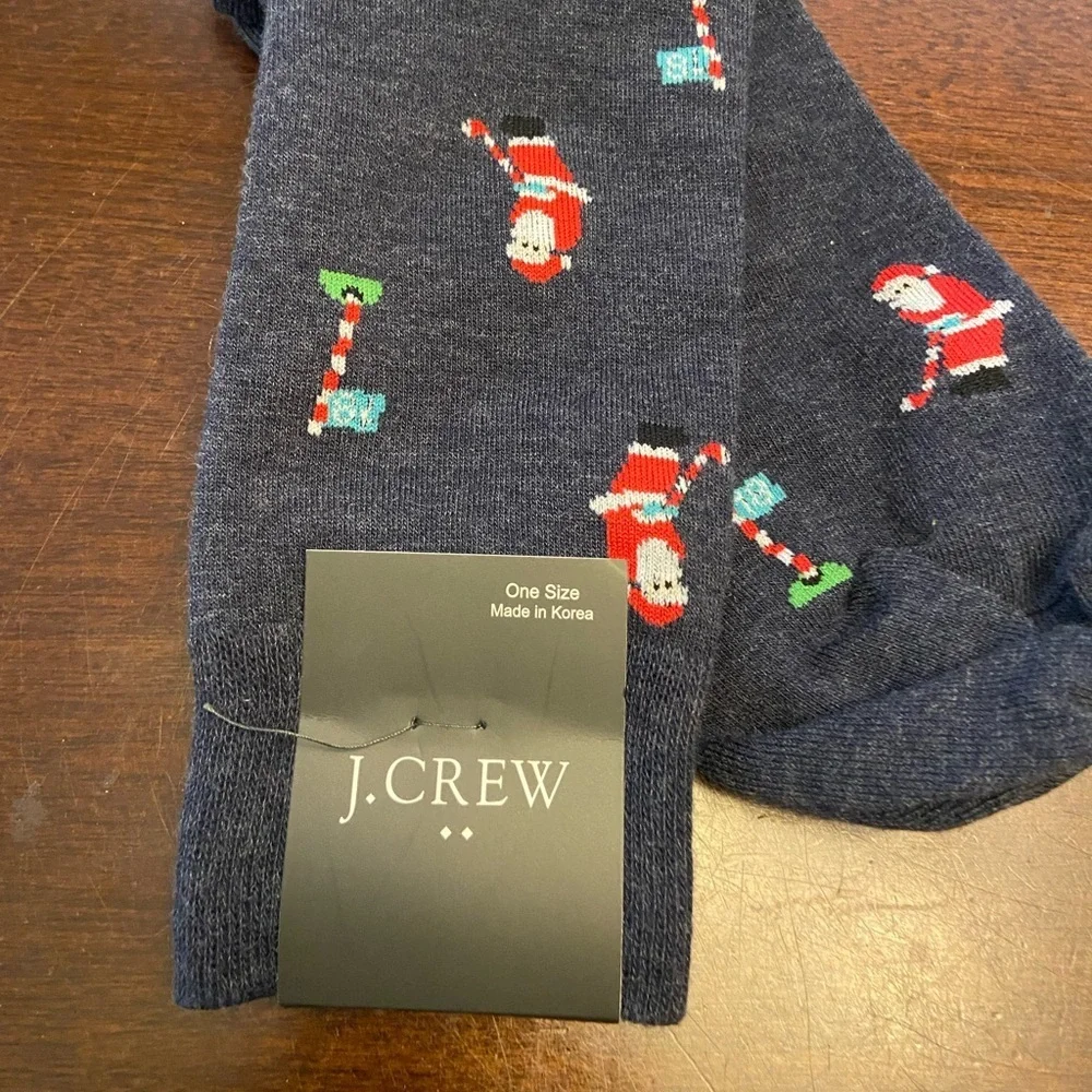 NWT J. Crew Factory Men's Golfing Santa socks One Size Crew